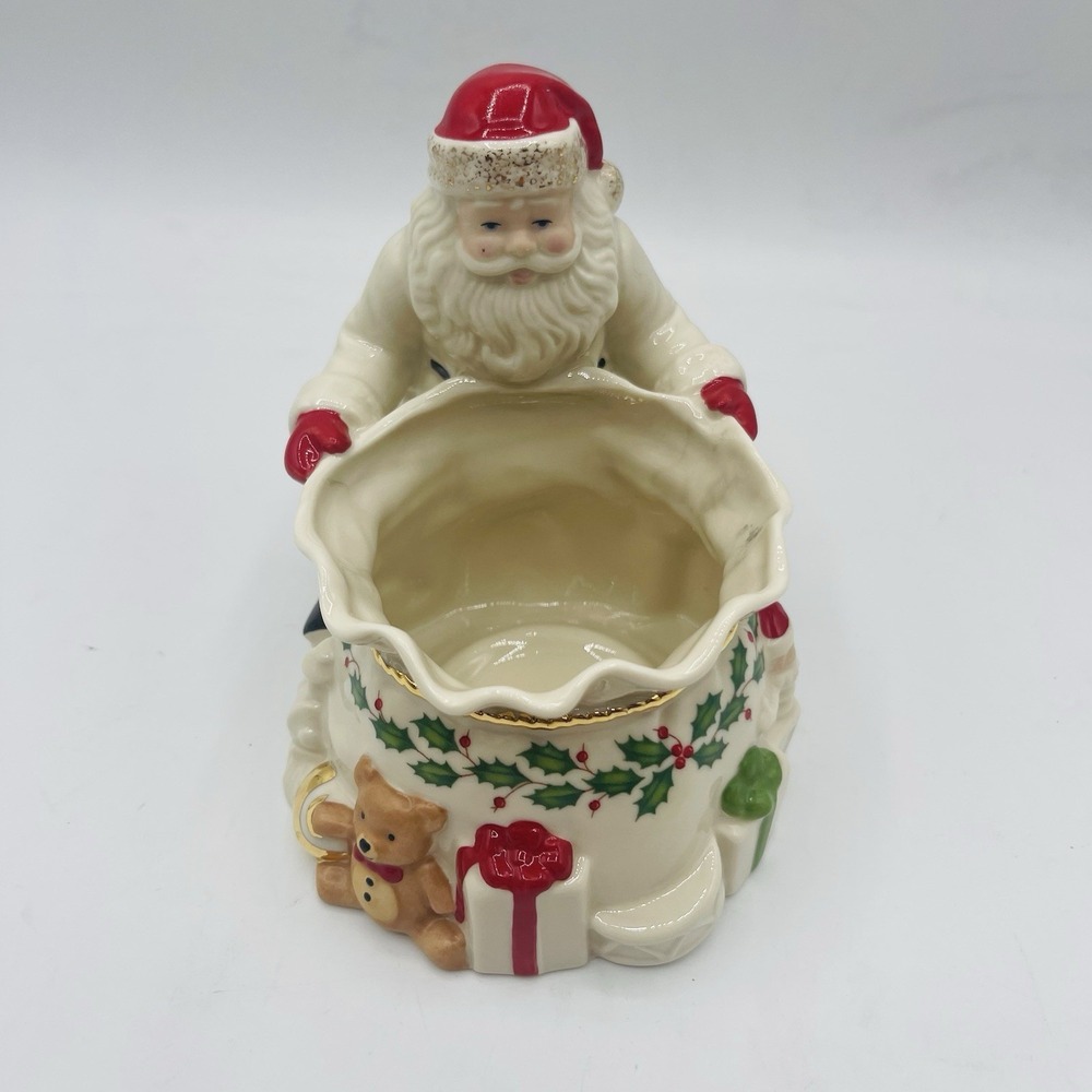 Lenox Holiday Santa Covered Candy Dish New Other